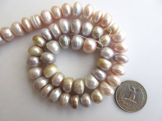 10mm 15 Inches White Grey Peach Fresh Water Pearl Rondelle Beads High Lustre Fancy Shaped Loose Pearls Each SKU-FP47
