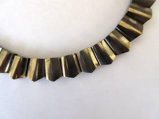 Natural Pyrite Gold Layout Necklace, Bib Necklace, Cleopatra Necklace, Graduated Collar Necklace, 12x9mm To 15x11mm, 17 Inch, GDS977