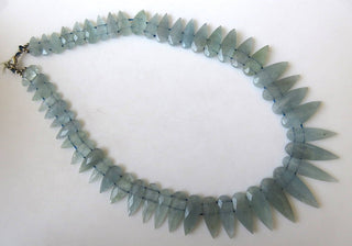 Natural Aquamarine Layout Necklace, Bib Necklace, Cleopatra Necklace, Graduated Collar Necklace, 16x8mm To 38x13mm, 16 Inch, GDS982
