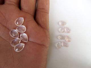 10 Pieces 10x7mm Each Rose Quartz Light Pink Pear Shaped Faceted Loose Gemstones GDS1047/10