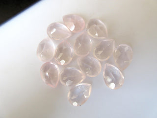 10 Pieces 10x7mm Each Rose Quartz Light Pink Pear Shaped Faceted Loose Gemstones GDS1047/10