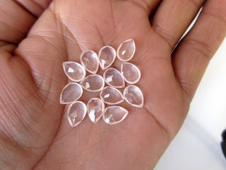 10 Pieces 10x7mm Each Rose Quartz Light Pink Pear Shaped Faceted Loose Gemstones GDS1047/10