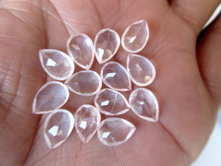 10 Pieces 10x7mm Each Rose Quartz Light Pink Pear Shaped Faceted Loose Gemstones GDS1047/10