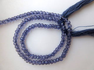 Amethyst/Iolite/Yellow Sapphire Color Coated Quartz Crystal Faceted Rondelle Beads, 3mm To 3.5mm Quartz Beads, 13 Inch Strand, GDS996