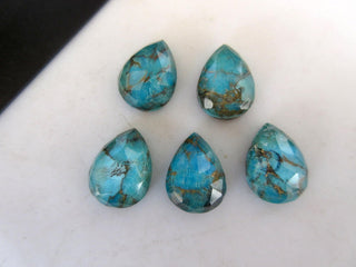 5 Pieces 11mm To 20mm Each Blue Copper Turquoise Doublet Pear Shaped Faceted Flat Back Loose Gemstones GDS1002