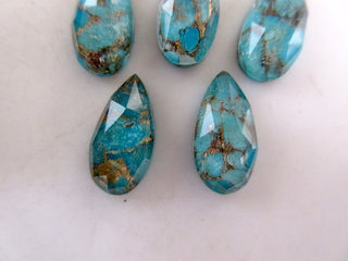 5 Pieces 11mm To 20mm Each Blue Copper Turquoise Doublet Pear Shaped Faceted Flat Back Loose Gemstones GDS1002