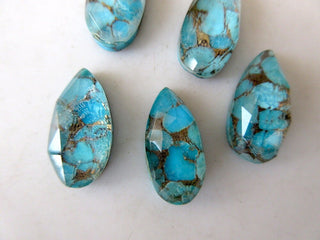 5 Pieces 11mm To 20mm Each Blue Copper Turquoise Doublet Pear Shaped Faceted Flat Back Loose Gemstones GDS1002