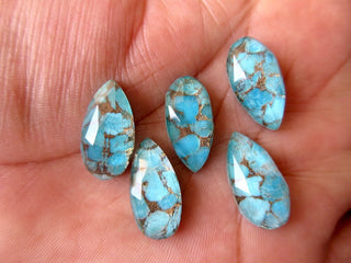 5 Pieces 11mm To 20mm Each Blue Copper Turquoise Doublet Pear Shaped Faceted Flat Back Loose Gemstones GDS1002