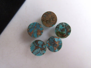 5 Pieces 11mm To 17mm Each Blue Copper Turquoise Doublet Round Shaped Faceted Flat Back Loose Cabochons GDS1004