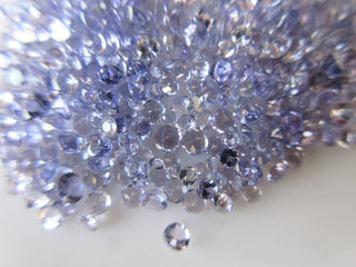 100 Pieces 1mm To 2mm Tanzanite Faceted Round Shaped Diamond Cut Natural Blue Color Loose Gemstones GDS1047/15