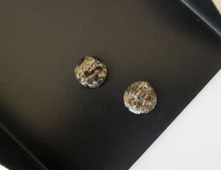 2 Pieces Matched Pair 8.5mm/3.74CTW Round Flat back Laser Cut Conflict Free Dark Brown Natural Rough Raw Uncut Diamond Buttons, DDS528/4