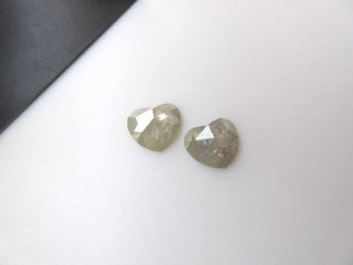 2 Pieces Huge 7.55CTW/11.9mm Matched Pairs White Heart Shaped Rose Cut Diamond Loose, Faceted Loose Diamond Rose Cut, DDS511/14