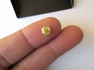 1 Piece/Matched Pair 5.5 To 6mm Round Shaped Natural Yellow Diamond Rose Cut Loose Cabochon, Faceted Diamond Loose Cabochon, DDS525/12