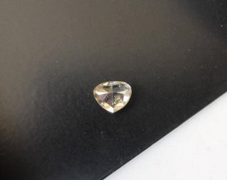 OOAK 0.90CTW/5.4mm Clear Brown Cognac Champagne Heart Shaped Natural Diamond Rose Cut Brilliant Cut Diamond Loose Cabochon, DDS530/3