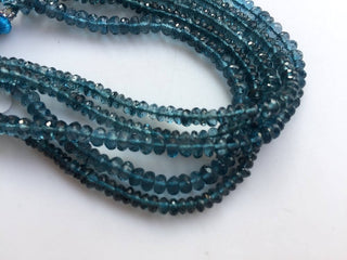 Rare 3mm London Blue Topaz Micro Faceted Rondelle Beads, Faceted Blue Topaz Rondelles, 8 Inch Strand, GDS1049/11