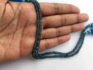 Rare 3mm London Blue Topaz Micro Faceted Rondelle Beads, Faceted Blue Topaz Rondelles, 8 Inch Strand, GDS1049/11