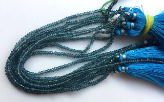 Rare 3mm London Blue Topaz Micro Faceted Rondelle Beads, Faceted Blue Topaz Rondelles, 8 Inch Strand, GDS1049/11