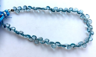 AAA London Blue Topaz Faceted Heart Shaped Briolette Beads, 4mm To 7mm Blue Topaz Beads, 7.5 Inch Strand, GDS1049/12