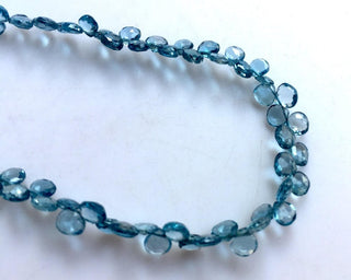 AAA London Blue Topaz Faceted Heart Shaped Briolette Beads, 4mm To 7mm Blue Topaz Beads, 7.5 Inch Strand, GDS1049/12