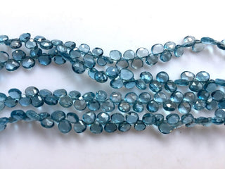 AAA London Blue Topaz Faceted Heart Shaped Briolette Beads, 4mm To 7mm Blue Topaz Beads, 7.5 Inch Strand, GDS1049/12