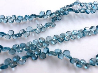 AAA London Blue Topaz Faceted Heart Shaped Briolette Beads, 4mm To 7mm Blue Topaz Beads, 7.5 Inch Strand, GDS1049/12