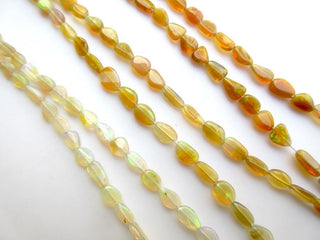 18 Inches Natural Ethiopian Welo Opal Smooth Oval Tumbles Beads, Yellow Welo Opal Tumbles 5mm To 8mm Beads, GDS1049/2