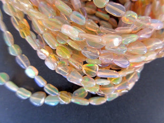 18 Inches Natural Ethiopian Welo Opal Smooth Oval Tumbles Beads, Yellow Welo Opal Tumbles 5mm To 8mm Beads, GDS1049/2