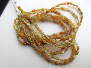 18 Inches Natural Ethiopian Welo Opal Smooth Oval Tumbles Beads, Yellow Welo Opal Tumbles 5mm To 8mm Beads, GDS1049/2