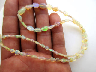 18 Inches Natural Ethiopian Welo Opal Smooth Oval Tumbles Beads, Yellow Welo Opal Tumbles 5mm To 8mm Beads, GDS1049/2