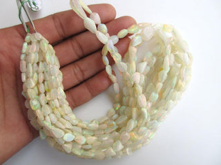 6mm To 10mm Natural White Ethiopian Welo Opal Smooth Oval Tumbles Beads, Welo Opal Tumbles, 16 Inch/8 Inch Strand, GDS1049/5