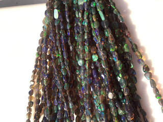 Black Ethiopian Welo Opal Smooth Tumble Beads, Ethiopian Opal Beads, Welo Opal Nugget Beads, 3mm To 7mm Approx, 18 Inches Strand, GDS1049/7