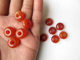 2 Pieces Natural Red Onyx Large Hole Gemstone beads, Huge 14mm Red Chalcedony Faceted Rondelle Beads With 5mm Hole/Drill Size, GDS1044/9