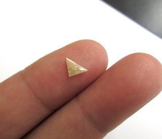 0.20CTW/7mm OOAK Yellow Triangle Shaped Rose Cut Diamond Loose Cabochon, Faceted Diamond Rose Cut Cabochon For Ring, DDS516/8