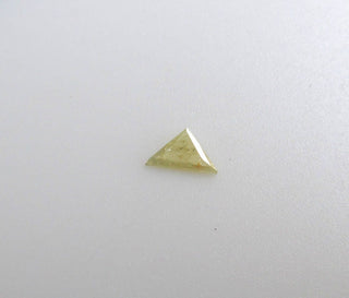0.20CTW/7mm OOAK Yellow Triangle Shaped Rose Cut Diamond Loose Cabochon, Faceted Diamond Rose Cut Cabochon For Ring, DDS516/8