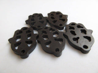 4 Pieces 31mm Hamsa Hand Ebony Wood Hand Carved Pendant Hamsa Hand Wood Bead Pendant Charms Wooden Pendant And Necklace