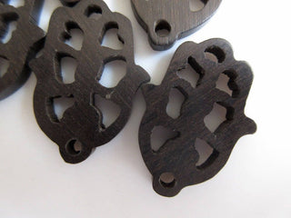 4 Pieces 31mm Hamsa Hand Ebony Wood Hand Carved Pendant Hamsa Hand Wood Bead Pendant Charms Wooden Pendant And Necklace