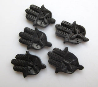 4 Pieces 31mm Hamsa Hand Ebony Wood Hand Carved Pendant Hamsa Hand Wood Bead Pendant Charms Wooden Pendant And Necklace
