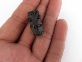 2 Pieces Panther/Jaguar Head Natural Ebony Wood Hand Carved Pendant, Carved Wooden Bead Pendant, Animal Head Pendant, GDS1043/16