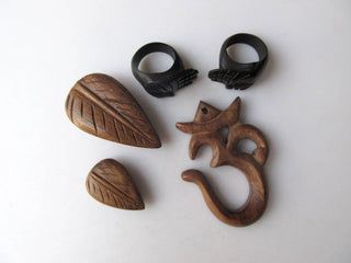 5 Pcs Hamsa Hand Ebony Wood Hand Carved Ring, Handmade Wooden Ring, Hamsa Hand Wooden Rings, Hamsa hand Finger Rings, GDS1043/20