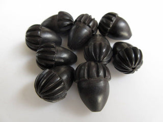 5 Pieces Acorn Shaped Hand Carved Natural Ebony Wood Beads, Smooth Acorn Wooden Bead Pendant, Wooden Jewelry Supplies,  GDS1045/8