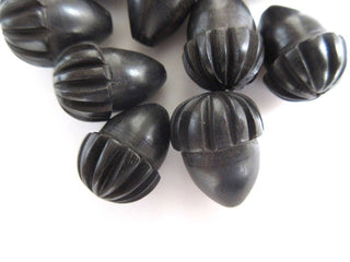 5 Pieces Acorn Shaped Hand Carved Natural Ebony Wood Beads, Smooth Acorn Wooden Bead Pendant, Wooden Jewelry Supplies,  GDS1045/8