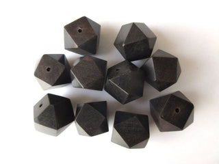 6 Pieces Tetradecagon Octagon Shaped Hand Carved Natural Ebony Wood Beads, Smooth Wooden Bead Pendant, Wooden Supplies Jewelry,  GDS1045/9