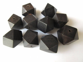 6 Pieces Tetradecagon Octagon Shaped Hand Carved Natural Ebony Wood Beads, Smooth Wooden Bead Pendant, Wooden Supplies Jewelry,  GDS1045/9