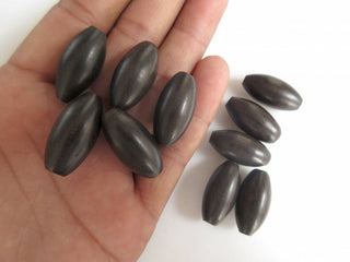 10 Pieces 26mm Drum Shaped Hand Carved Natural Ebony Wood Beads, Smooth Oval Wooden Bead Pendant, Wooden Supplies Jewelry,  GDS1045/10