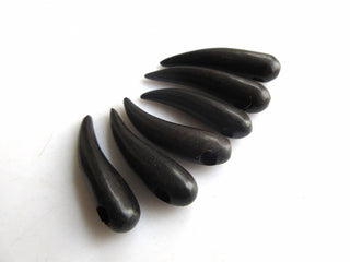 10 Pieces Horn Shaped Hand Carved Natural Ebony Wood Beads, Smooth Horn Wooden Bead Pendant, Wooden Supplies Jewelry, GDS1045/12