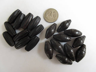 10 Pieces Long Cylinder Shaped Hand Carved Ebony Wood Beads, Long Drum Wooden Bead Pendant, Wooden Supplies Jewelry, GDS1045/14