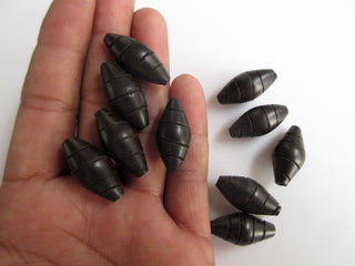 10 Pieces Drum Shaped Hand Carved Natural Ebony Wood Beads, Smooth Nugget Drum Wooden Bead Pendant, Wooden Supplies Jewelry, GDS1045/13