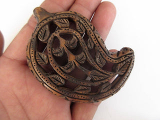 2 Pieces Hand Carved Wooden Paisley Pendant, Handmade Filigree Paisley Pendant, Wood Art And Craft Framing Supplies Jewelry, GDS1046/9