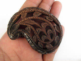 2 Pieces Beautiful Hand Carved Ebony Wood Paisley Pendant, Handmade Pendant, Wood Art And Craft Framing Supplies Jewelry, GDS1046/10