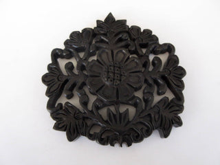 2 or 20 Pcs. Hand Carved Ebony Wood Floral Filigree Pendant Handmade Flower Pattern Pendant Necklace Wood Art And Craft Supplies GDS1046/12
